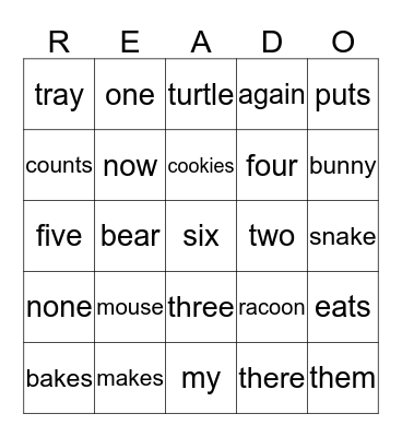 Mouse Makes Cookies Bingo Card