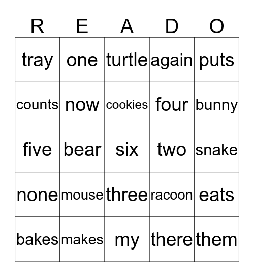 Mouse Makes Cookies Bingo Card