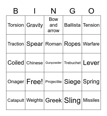 Art of the Catapult Bingo Card