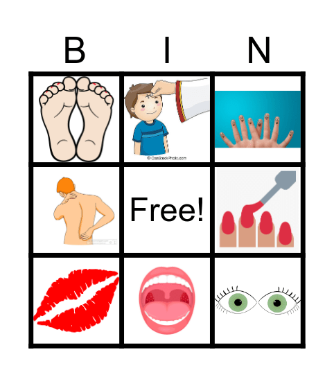 ESL Body Parts Bingo Card