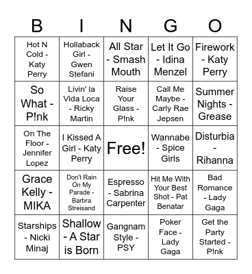 Pride Musical Bingo #1 Bingo Card