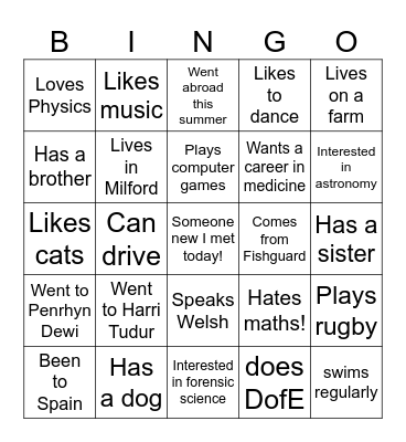 Who's who? Bingo Card