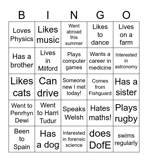 Who's who? Bingo Card