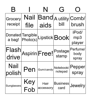 Brighton Bingo....what's in your bag? Bingo Card
