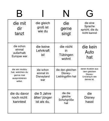 Geburtstagsbingo. Finde eine Person, ... Bingo Card