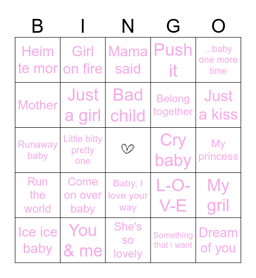 Oh baby Bingo Card