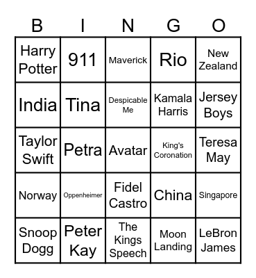 Wadkins Bingo Quiz Bingo Card