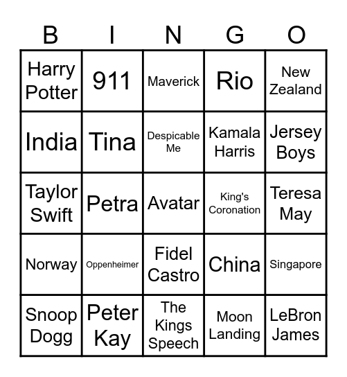 Wadkins Bingo Quiz Bingo Card