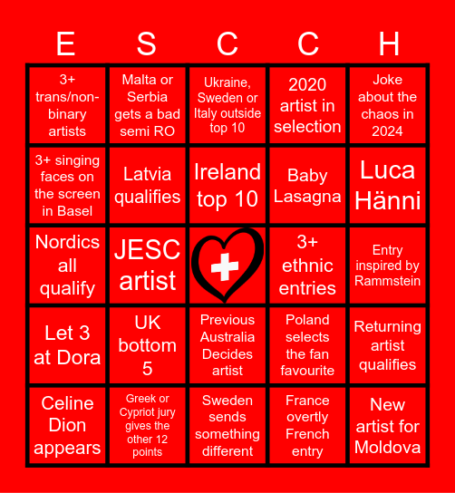 Eurovision 2025 Bingo Card