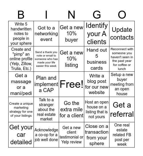 Realtor Bingo Card