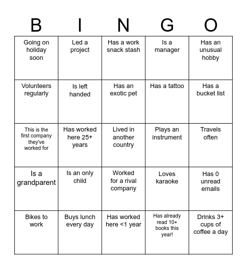 Colleague Bingo! Bingo Card