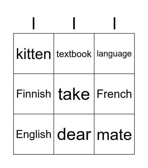 School Bingo Card