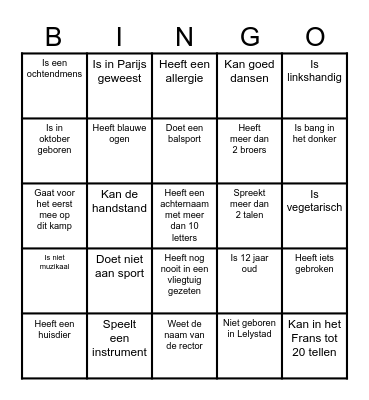 Kennismakingsbingo Card