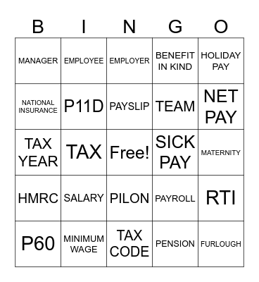 PAYROLL BINGO Card