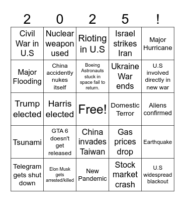 2025 Bingo Card
