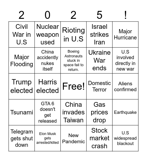 2025 Bingo Card