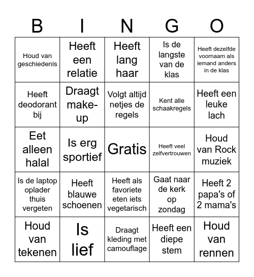 Diversiteitsbingo Card