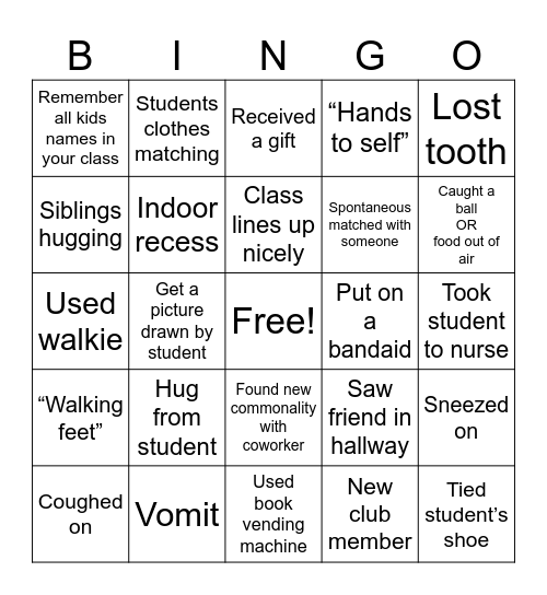 Duality of Paraprofessionals Bingo Card