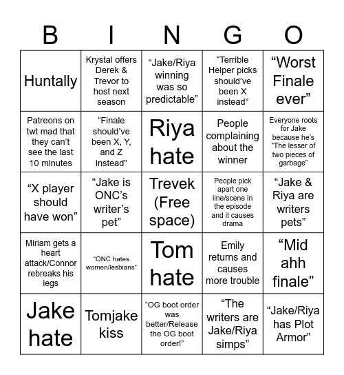 Episode 21 Bingo Card