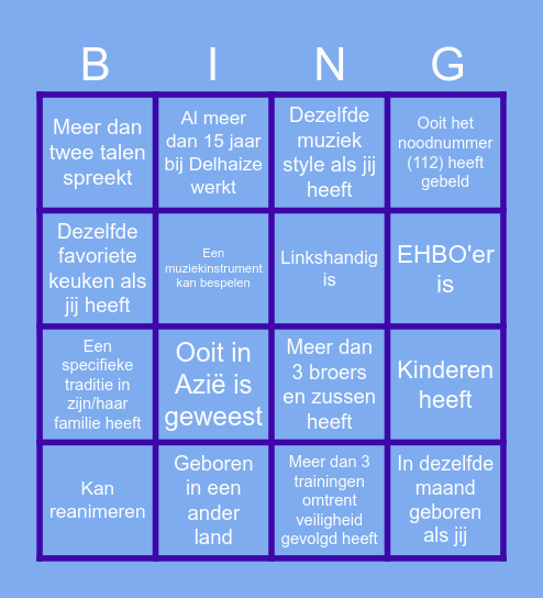 One Delhaize Logistics Team Bingo Card