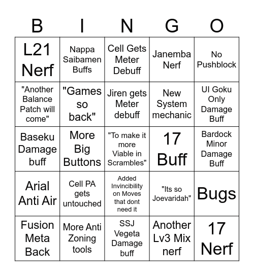 NEW Patch Bingo Card Bingo Card