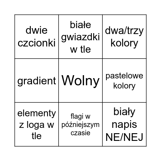 Logo NE/NEJ Bingo Card