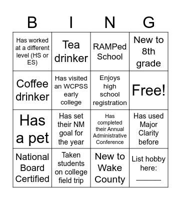 8th Grade PLC Bingo Card