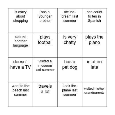 Find someone who... Bingo Card