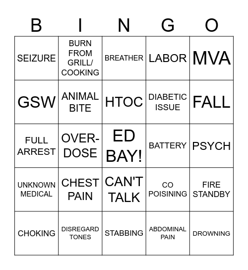 EMS BINGO Card