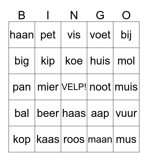 BINGO AVO VELP Bingo Card