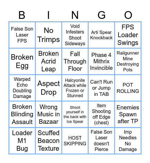 SOTS BUG BINGO!!! Bingo Card