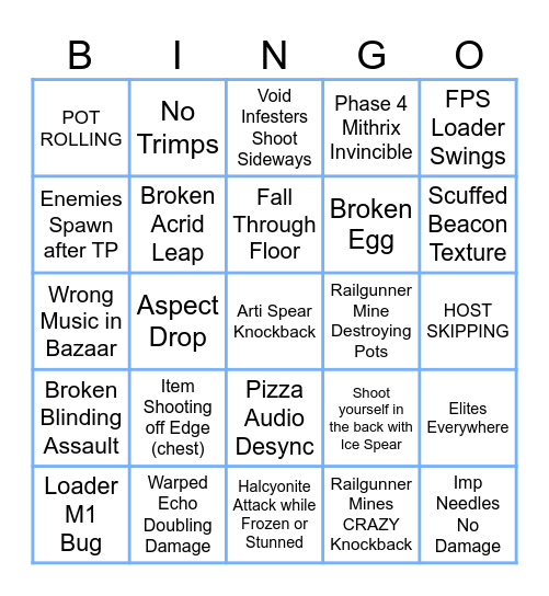 SOTS BUG BINGO!!! Bingo Card