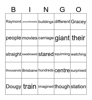 Dougy Bingo Card