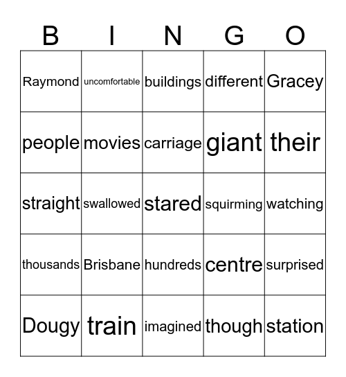 Dougy Bingo Card