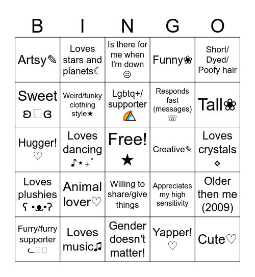 Are you my type? Bingo Card