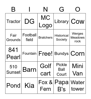 Montgomery County Bingo Card