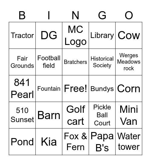 Montgomery County Bingo Card