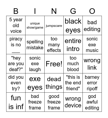 ani piracy bingoentire intro Bingo Card