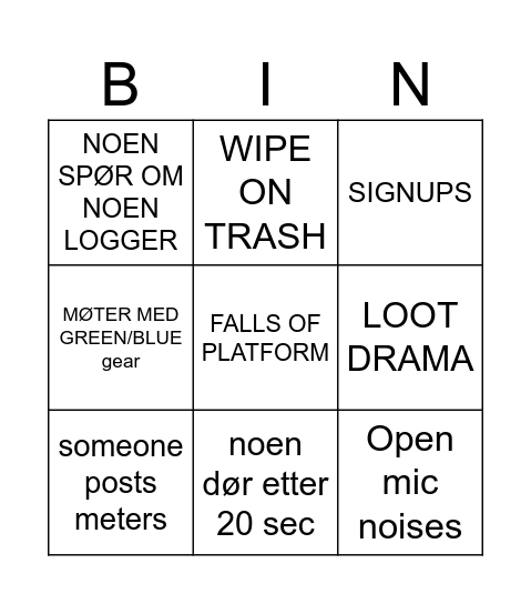 RAID MED CRUEL Bingo Card