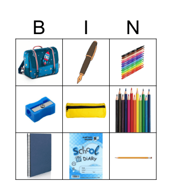 School material Bingo Card