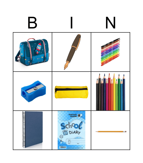 School material Bingo Card