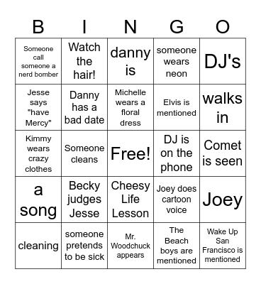 Full House Bingo Card