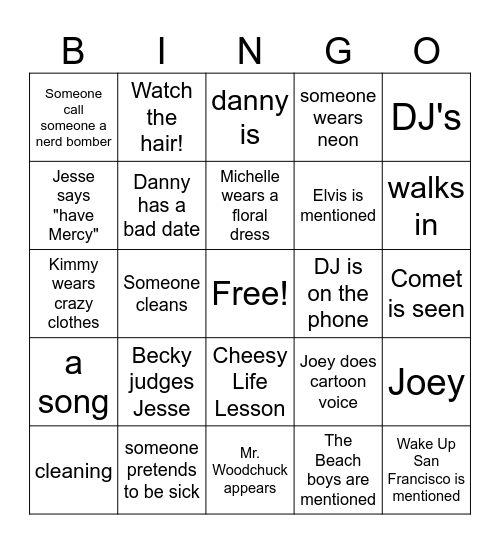 Full House Bingo Card