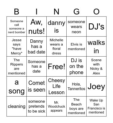 Full House Bingo Card