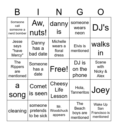 Full House Bingo Card