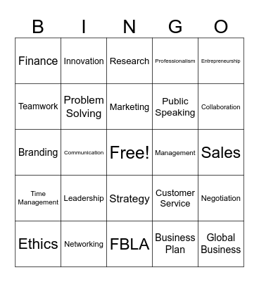 Future Business Leaders of America Bingo Card