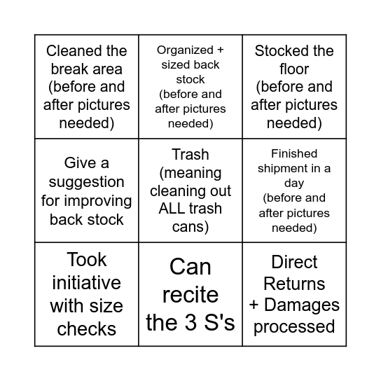 STOCK BINGO Card