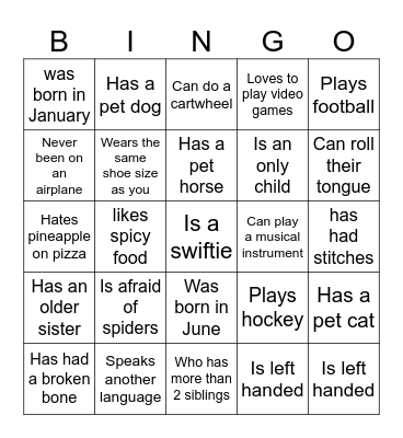 Back to School BINGO Card