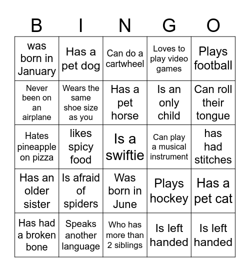 Back to School BINGO Card