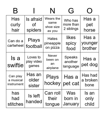 Back to School BINGO Card